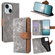 iPhone 15 Plus Color Stitching Skin Feel Leather RFID Blocking Phone Case - Grey