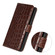 iPhone 15 Plus Crocodile Top Layer Cowhide Leather Phone Case - Brown