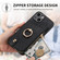 iPhone 15 Plus Cross Leather Ring Vertical Zipper Wallet Back Phone Case - Black