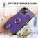 iPhone 15 Plus Cross Leather Ring Vertical Zipper Wallet Back Phone Case - Purple