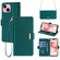 iPhone 15 Plus Crossbody Chain Leather Phone Case - Green