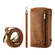 iPhone 15 Plus Crossbody Multi-functional Zipper Wallet Leather Phone Case - Brown
