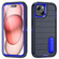 iPhone 15 Plus Defender Gen2 Rugged PC + Silicone Phone Case with Holder - Dark Blue