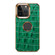 iPhone 15 Plus Denior Crocodile Texture Genuine Leather Electroplating Phone Case - Green