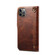 iPhone 15 Plus Denior Oil Wax Cowhide Magnetic Button Genuine Leather Case - Brown