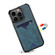 iPhone 15 Plus Denior PU Back Cover Card Slot Holder Phone Case - Blue