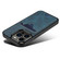 iPhone 15 Plus Denior PU Back Cover Card Slot Holder Phone Case - Blue