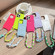 iPhone 15 Plus Dopamine Card Slot Phone Case with Lanyard - Pink
