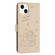 iPhone 15 Plus Embossed Kitten Phone Leather Case with Lanyard - Beige