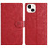 iPhone 15 Plus Floral Embossed Pattern Leather Phone Case - Red