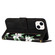 iPhone 15 Plus Floral Pattern Leather Phone Case with Lanyard - Black