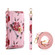 iPhone 15 Plus Flower Multi-functional Crossbody Zipper Wallet MagSafe Leather Phone Case - Pink