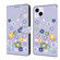 iPhone 15 Plus Fresh Painted Leather Phone Case - Purple Floral