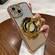 iPhone 15 Plus Gradient Glitter Diamond Plated Holder Magsafe Phone Case - Gold