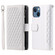 iPhone 15 Plus Grid Texture Zipper Leather Phone Case with Lanyard - White