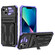iPhone 15 Plus Kickstand Armor Card Wallet Phone Case - Purple