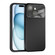 iPhone 15 Plus Large Window Acrylic Lens Film + Liquid Silicone Full Coverage Phone Case - Black