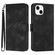 iPhone 15 Plus Line Pattern Skin Feel Leather Phone Case - Black