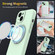 iPhone 15 Plus Liquid Silicone MagSafe Phone Case with Rotating Holder - Green