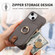 iPhone 15 Plus Litchi Leather Oil Edge Ring Zipper Wallet Back Phone Case - Grey