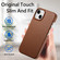 iPhone 15 Plus Litchi Oil Edge Leather Back Phone Case - Brown