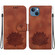 iPhone 15 Plus Lotus Embossed Leather Phone Case - Brown