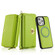 iPhone 15 Plus MagSafe Crossbody Multi-functional Zipper Wallet Litchi Leather Phone Case - Green