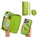 iPhone 15 Plus MagSafe Crossbody Multi-functional Zipper Wallet Litchi Leather Phone Case - Green