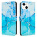 iPhone 15 Plus Painted Marble Pattern Leather Phone Case - Blue Green