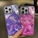 iPhone 15 Plus Plating Gradient Glacier Texture MagSafe Phone Case - Purple