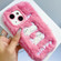 iPhone 15 Plus Plush Cute Cat Full Coverage Silicone Phone Case - Pink
