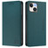 iPhone 15 Plus RC01 Dual-Folded Magnetic Suction RFID Leather Phone Case - Dark Green