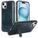 iPhone 15 Plus Retro Leather Invisible Stand MagSafe Phone Case - Blue