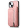 iPhone 15 Plus Retro MagSafe Zipper Wallet Card Bag Back Phone Case - Pink