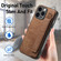 iPhone 15 Plus Retro Wristband Holder Leather Back Phone Case - Brown