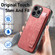 iPhone 15 Plus Retro Wristband Holder Leather Back Phone Case - Pink