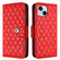 iPhone 15 Plus Rhombic Texture Flip Leather Phone Case with Lanyard - Red