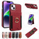 iPhone 15 Plus Ring Multifunctional Vertical Flip Wallet Back Cover Leather Phone Case - Red