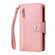 iPhone 15 Plus Rivet Buckle 9 Cards Three Fold Leather Phone Case - Rose Gold