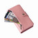 iPhone 15 Plus Rivet Buckle 9 Cards Three Fold Leather Phone Case - Rose Gold