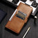 iPhone 15 Plus Simple 6-Card Wallet Leather Phone Case - Brown