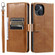 iPhone 15 Plus Simple 6-Card Wallet Leather Phone Case - Brown