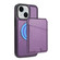iPhone 15 Plus Skin Feel Detachable Card Bag Magsafe Phone Case - Purple