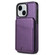 iPhone 15 Plus Skin Feel Detachable Card Bag Magsafe Phone Case - Purple
