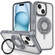 iPhone 15 Plus Skin Feel Transparent 360 Degree Rotating Silicone Ring Holder Phone Case - Grey