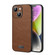 iPhone 15 Plus SULADA Shockproof TPU Hybrid Handmade Leather Phone Case - Brown
