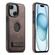 iPhone 15 Plus Suteni G2 Holder Denim Leather Back MagSafe Phone Case - Brown
