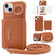 iPhone 15 Plus VIETAO Ring Holder Card Bag Phone Case with Lanyard - Brown