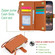 iPhone 15 Plus Wristband Holder Zipper Purse RFID Leather Phone Case - Brown