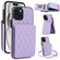 iPhone 15 Plus YM015 Crossbody Rhombic Card Bag RFID Phone Case - Light Purple
